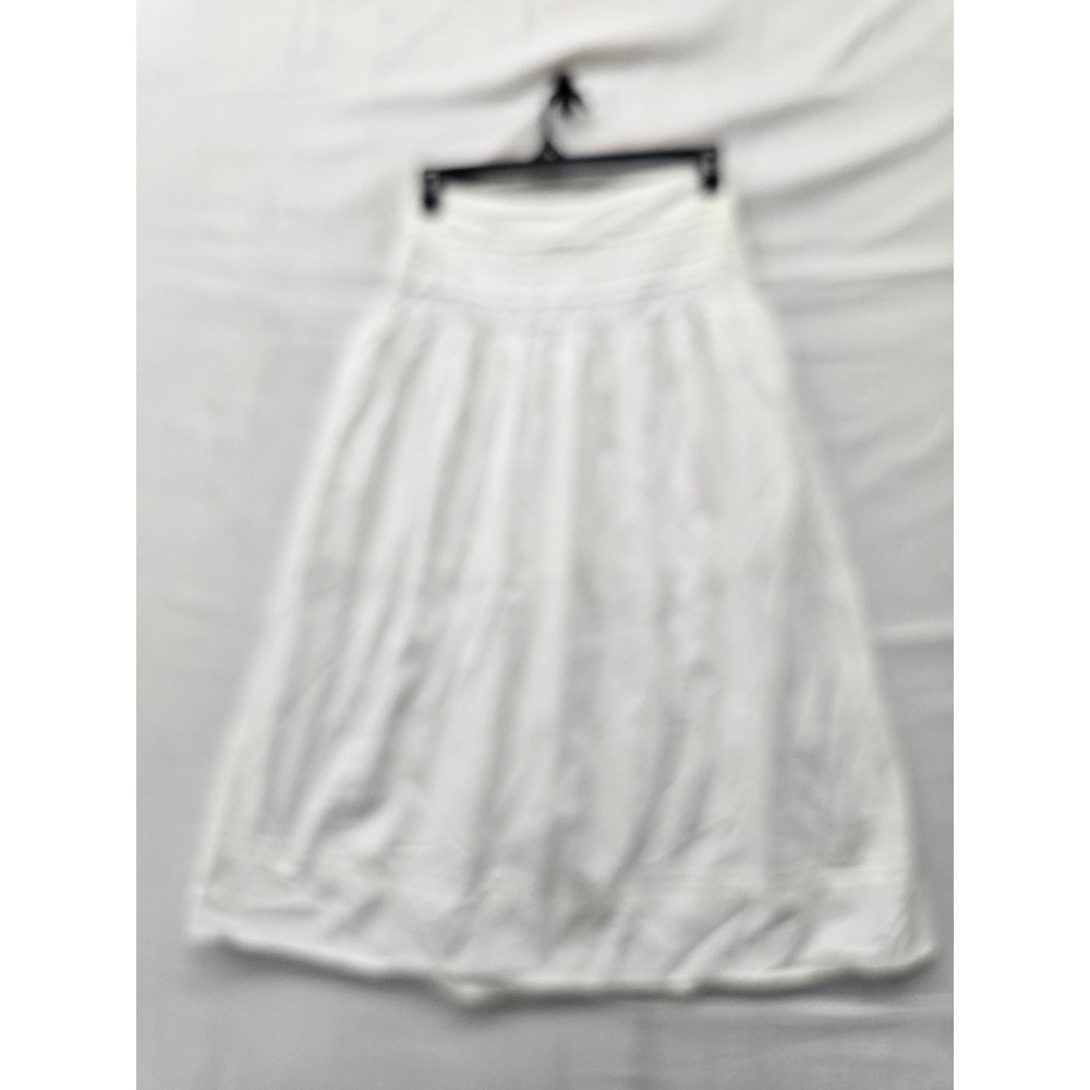 A New Day Womens Smocked Tiered Midi Skirt Cream Cotton Casual Size Medium